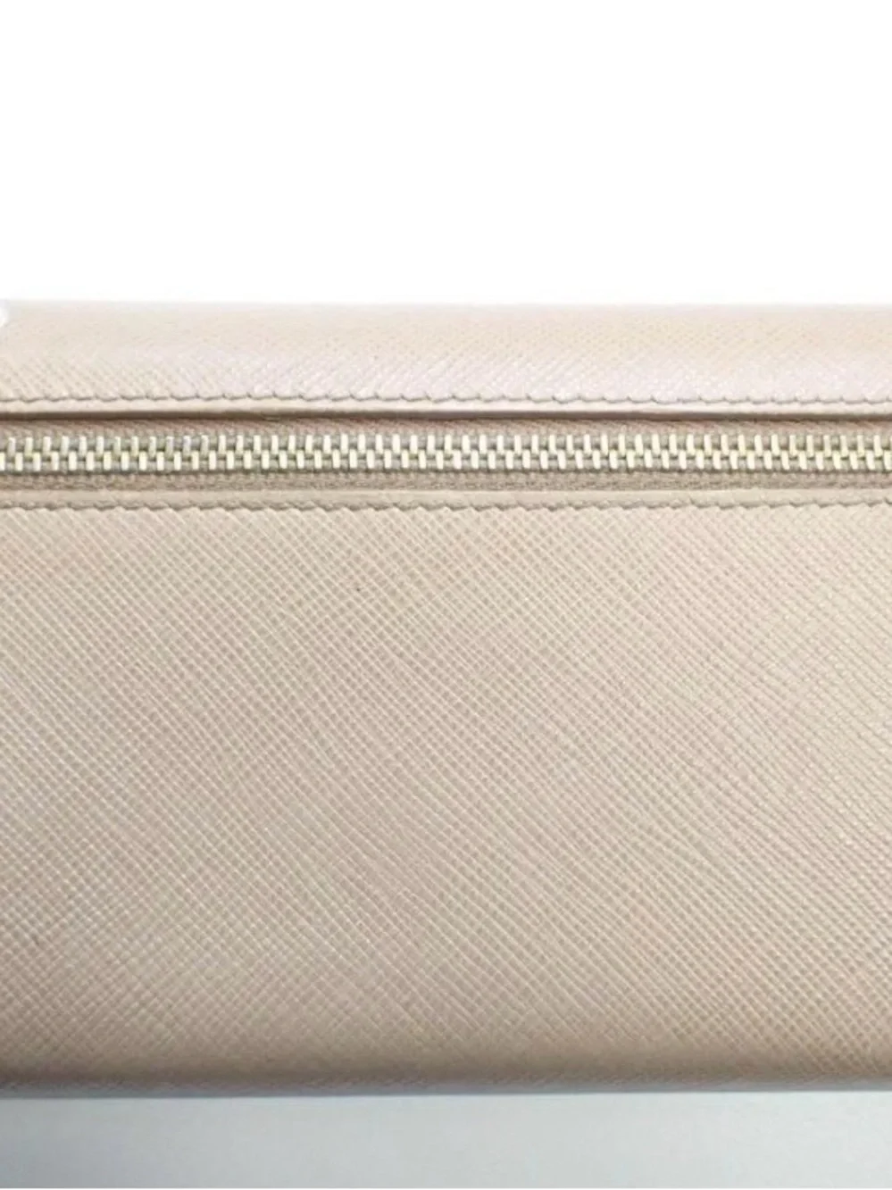 Prada Taupe Saffiano Leather Long Wallet with Gold Hardware